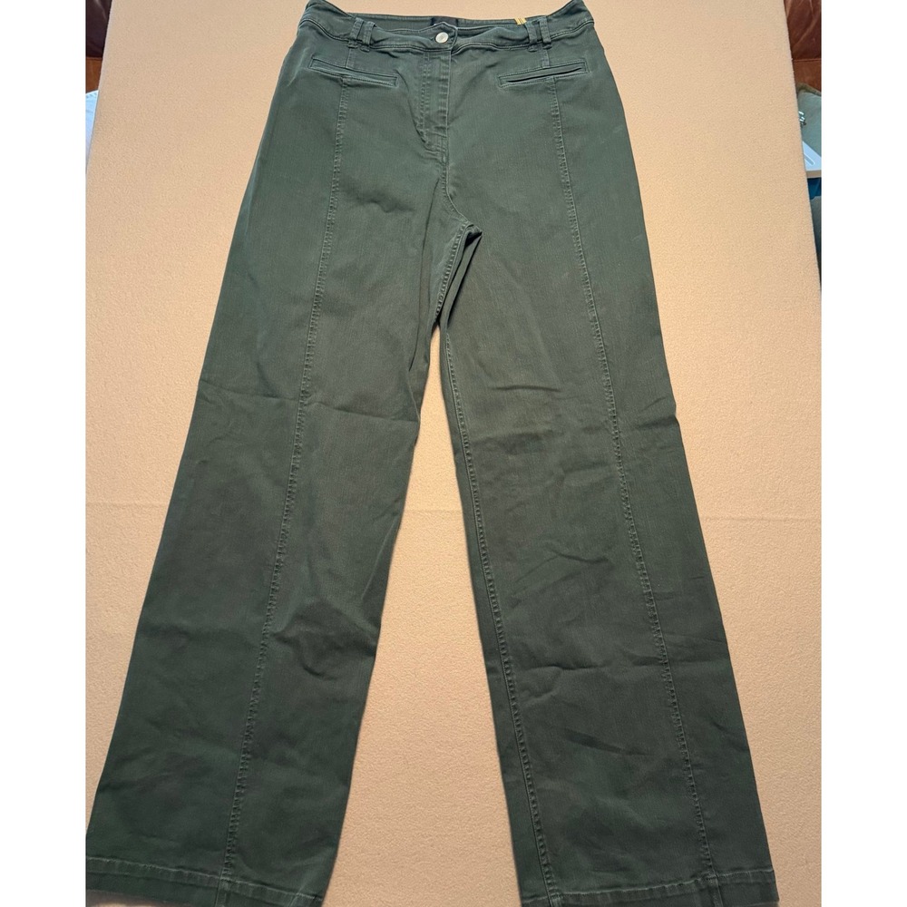 Maeve Anthropologie Wide Leg Pants Green Seam Detail Women 28T